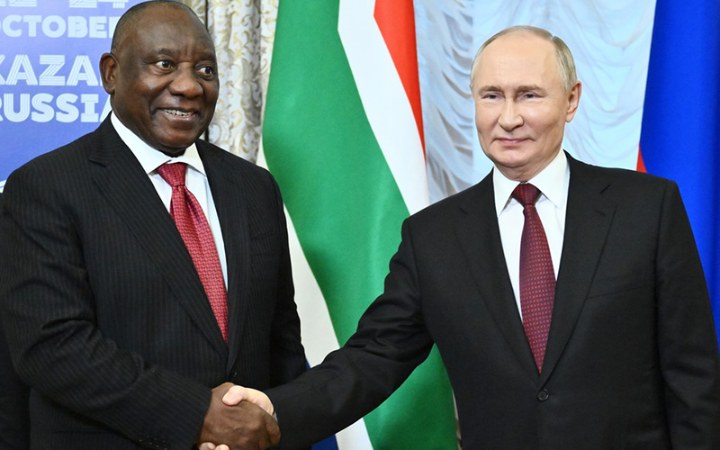 Putin recibe a su homólogo de Sudáfrica en Kazán