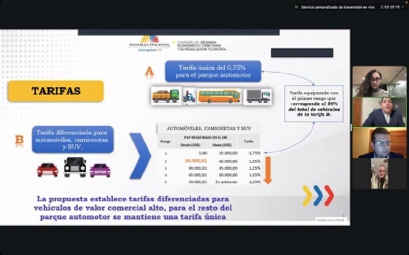 Comisión de Régimen Económico debate una tarifa progresiva para la transferencia de vehículos usados