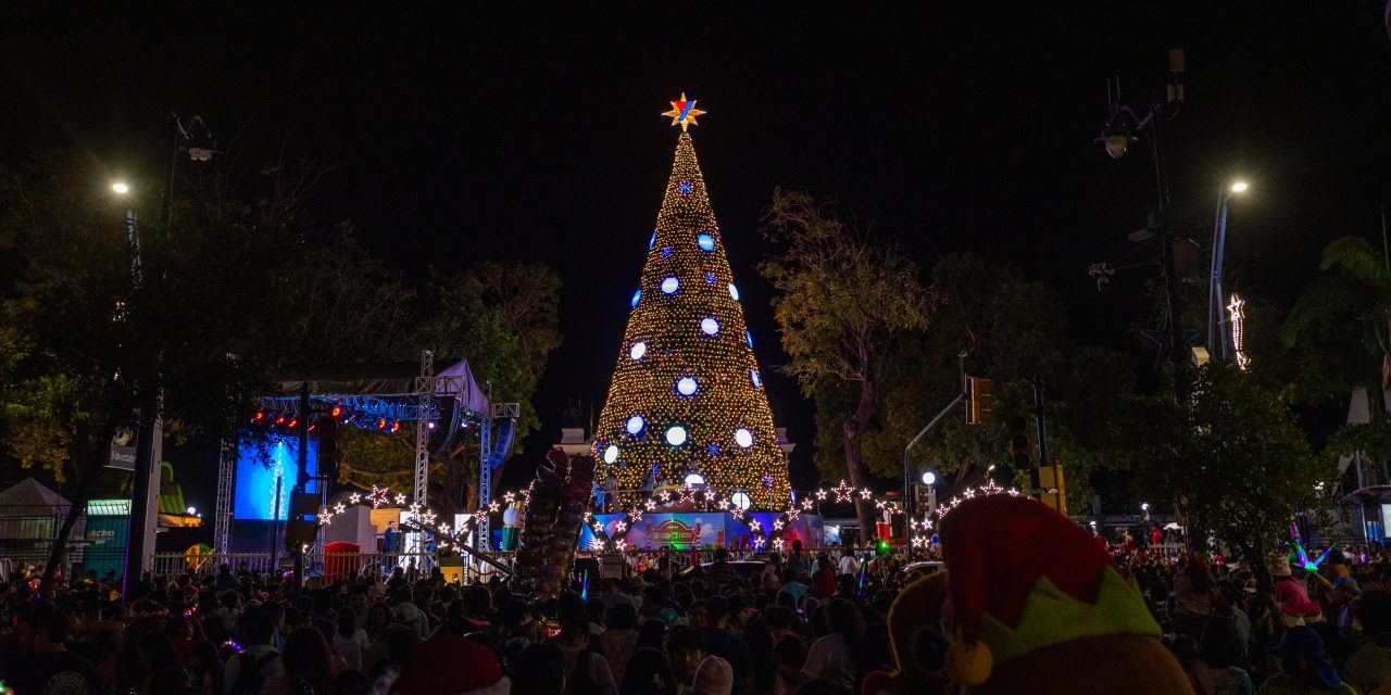 Más de 5.000 personas acompañaron al  Alcalde Aquiles Alvarez en el encendido  del árbol de Navidad del Hemiciclo de  La Rotonda