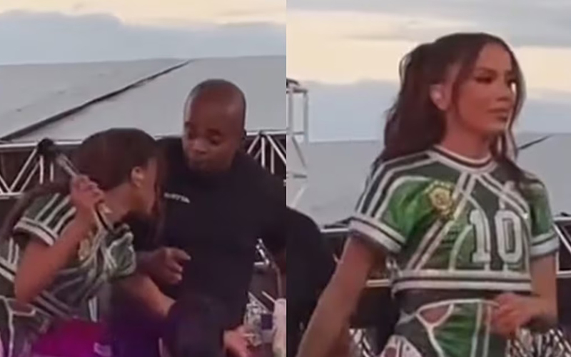 Anitta se enoja durante concierto y lanza micrófonos a su equipo