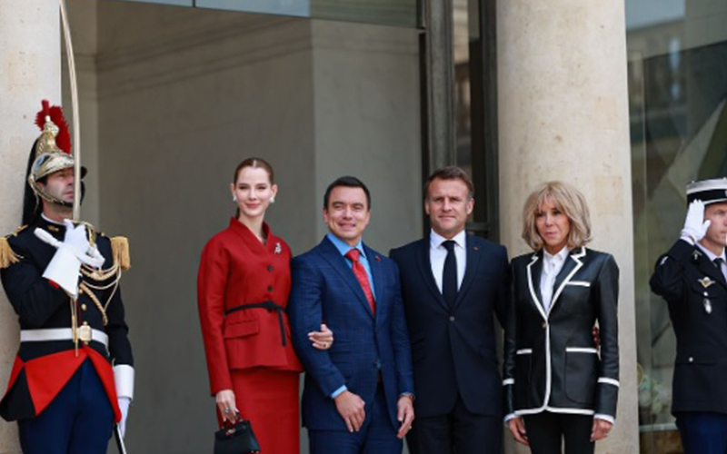 Daniel Noboa se reunió con Emmanuel Macron, en París, este jueves 8 de mayo